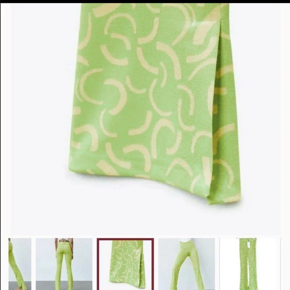 NWT Zara green knit retro vibes pants with slit at bottom - Picture 2 of 9